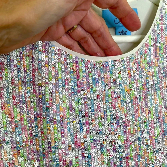 CeCe Allover Sequin Short Sleeve Top - Picture 5 of 10